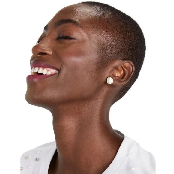 Kate Spade Pearl & Gold Heart Earrings My Love Pave Hearts Studs NEW NWT Jewelry - Picture 5 of 7